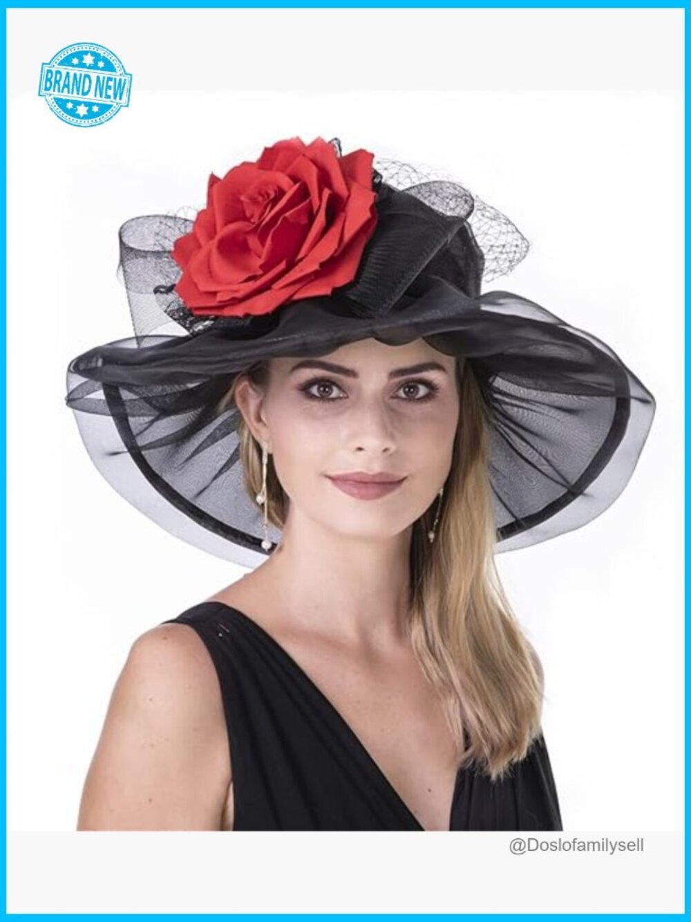 Organza Wide Brim Derby Fascinator Adjustable Hair Accessory Elegant Church